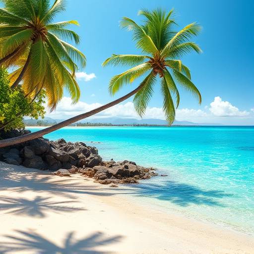 Tropical beach with turquoise water and palm trees on the island of Maui, Hawaii.